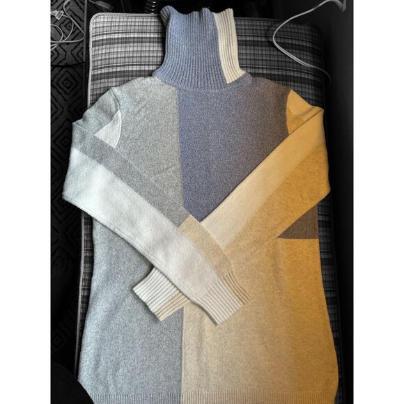 Sundance Stargazer Patchwork Color Block Silk Blend Turtleneck Sweater size  M - Picture 1 of 6